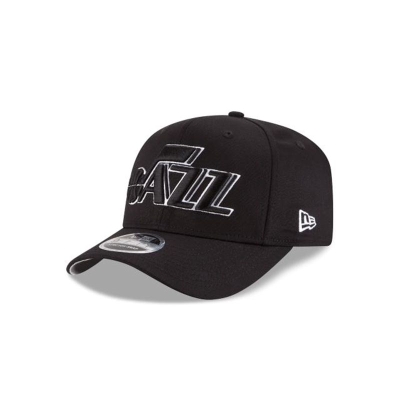 Black Utah Jazz Hat - New Era NBA Stretch Snap 9FIFTY Snapback Caps USA3218706